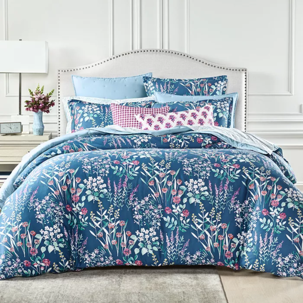Sky Midnight Meadow 100% Cotton 3.- Pc King Duvet Cover Set