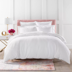 Sky Woven Lattice 100% Cotton 3.-pc FULL/QUEEN Duvet Cover Set  White