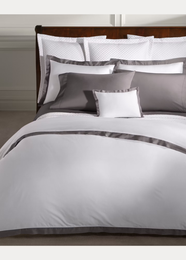 Ralph Lauren RL Organic Sateen Border Twin Duvet Cover  Graphite