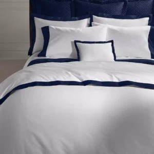 Ralph Lauren RL Organic Sateen Border Full/Queen Duvet Cover Polo Navy