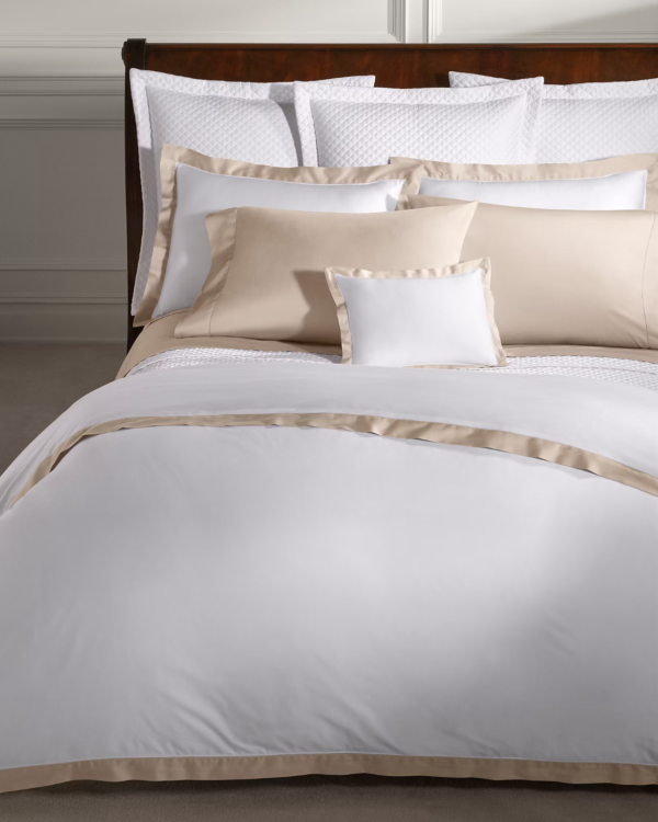 Ralph Lauren RL Organic Sateen Border King Duvet Cover  Coastal Sand