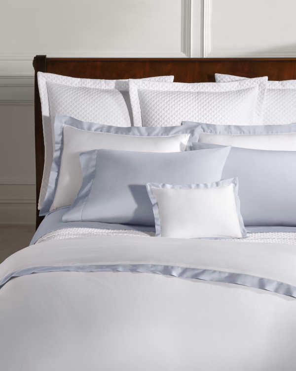 Ralph Lauren RL Organic Sateen Border Twin Duvet Cover  Blue Hyacinth