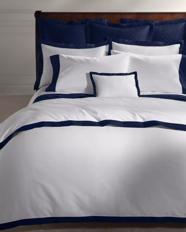 Ralph Lauren RL Organic Sateen Border Full/Queen Duvet Cover Polo Navy