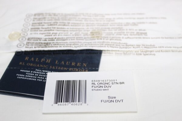 Ralph Lauren RL Organic Sateen Border Full/Queen Duvet Cover  Studio White - Image 8