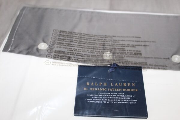 Ralph Lauren RL Organic Sateen Border Full/Queen Duvet Cover  Graphite - Image 7