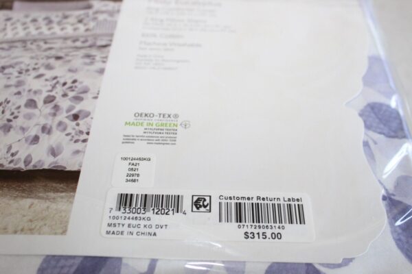 Sky Misty Eucalyptus 100% Cotton 3 Pc King Duvet Cover Set - Image 8