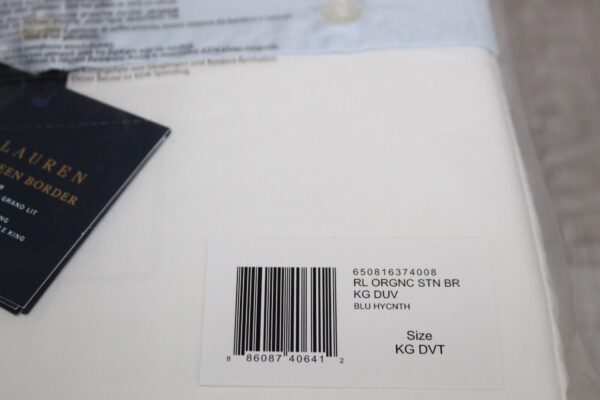 Ralph Lauren RL Organic Sateen Border King Duvet Cover  Blue Hyacinth - Image 7