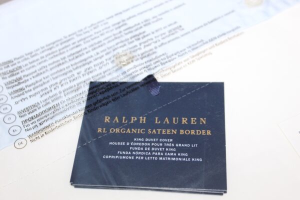 Ralph Lauren RL Organic Sateen Border King Duvet Cover  Blue Hyacinth - Image 9