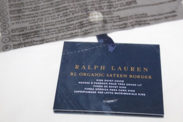 Ralph Lauren RL Organic Sateen Border King Duvet Cover  True Graphite - Image 7