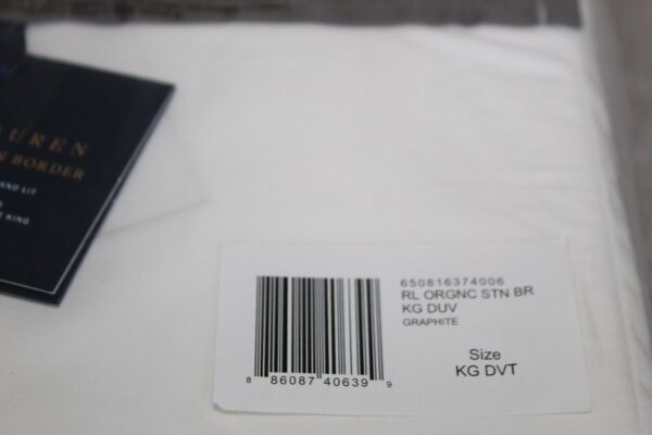 Ralph Lauren RL Organic Sateen Border King Duvet Cover  True Graphite - Image 8