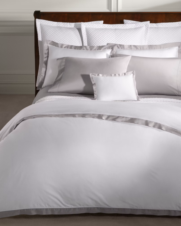 Ralph Lauren RL Organic Sateen Border Full/Queen Duvet Cover True Platinum