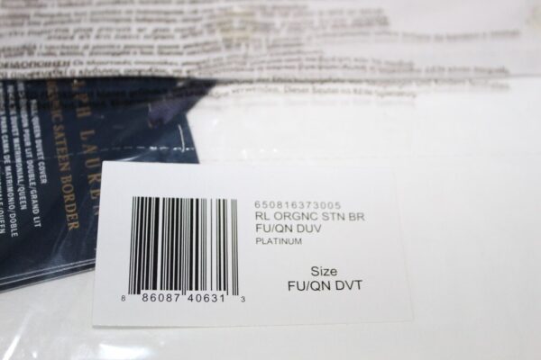 Ralph Lauren RL Organic Sateen Border Full/Queen Duvet Cover True Platinum - Image 6