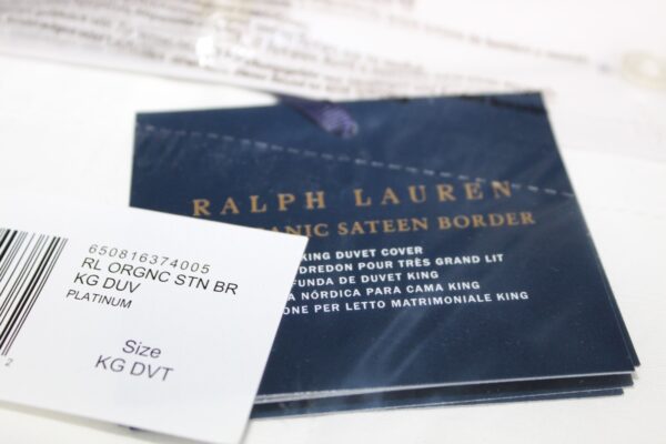 Ralph Lauren RL Organic Sateen Border King Duvet Cover Platinum - Image 9