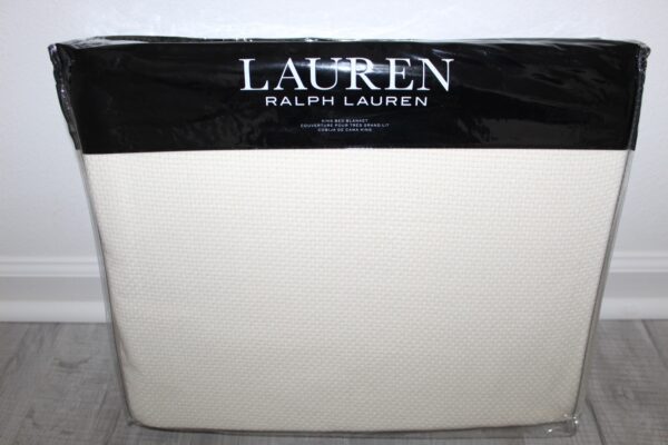 LAUREN RALPH LAUREN King Classic Weave Blanket  Cream - Image 6